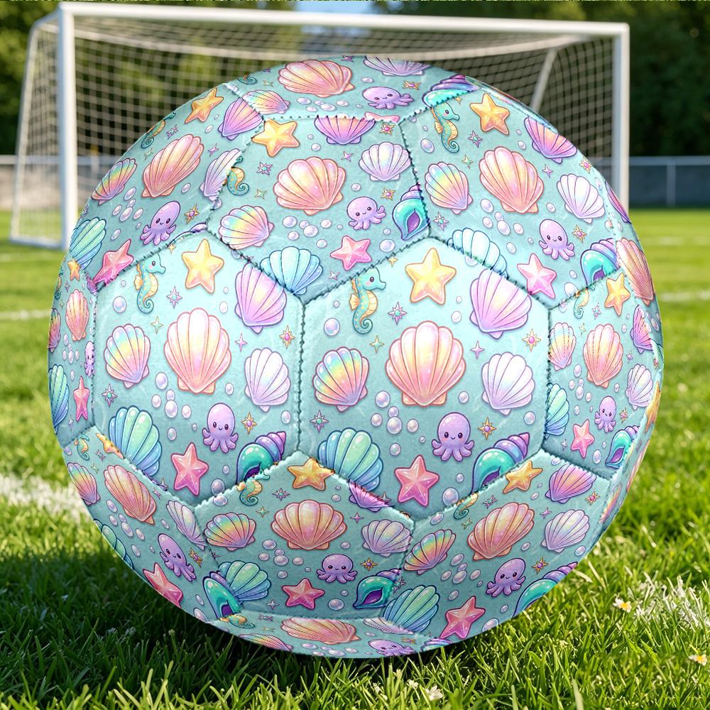 1pc Ocean Treasures Themed Soccer Ball, Size 5, Lightweight PVC Material, Outdoor Training Soccer Ball Gift. Q62225