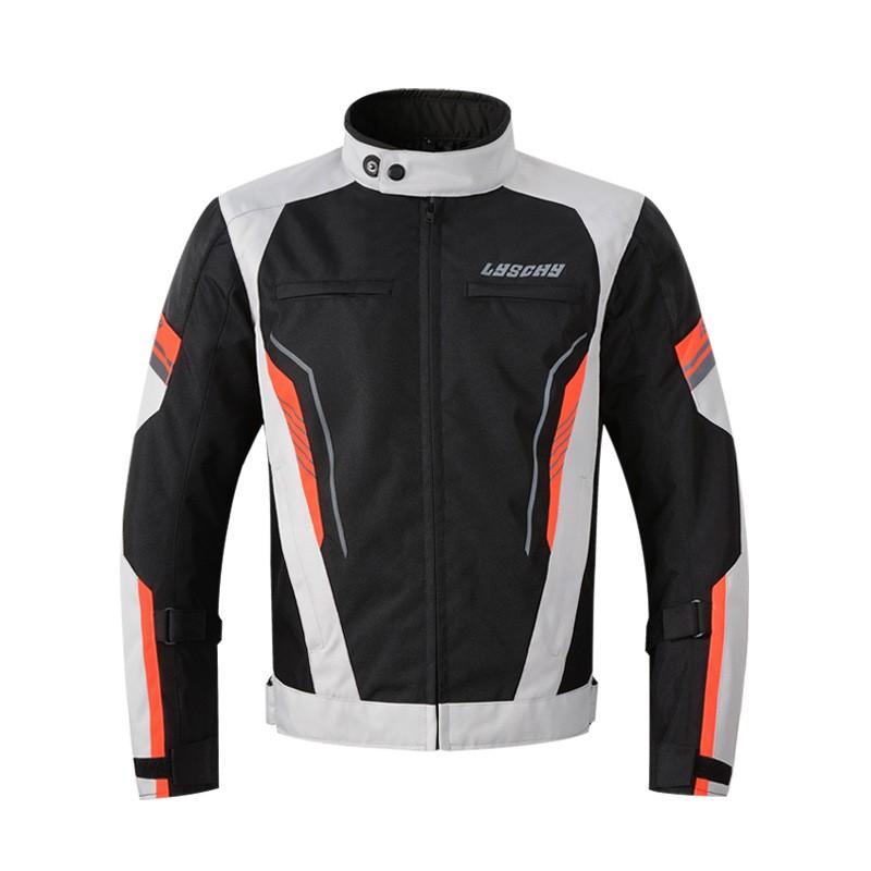 Mens Winter Motorcycle Riding Jacket Waterproof Thermal Padded Off-Road Racing Protective Gear Black Gray