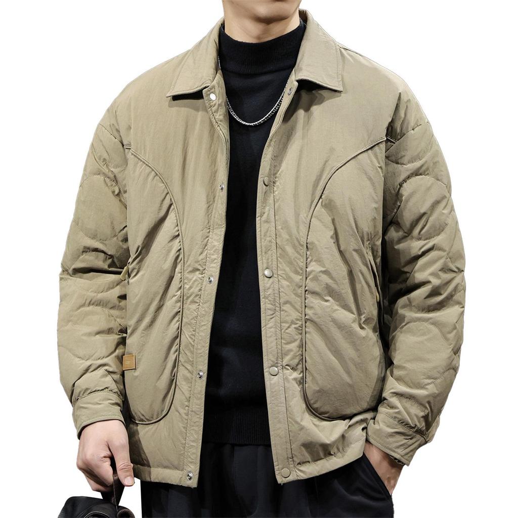 Men's Lapel Lightweight Down Jacket - Warm, Trendy, Versatile, Autumn/Winter 2025, Plus Size Available