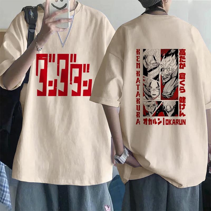 Retro Mange Men's T-shirt Japanese Anime Gothic T-shirt Dandadan Okarun90s Casual Loose T-shirt Versatile Streetwear