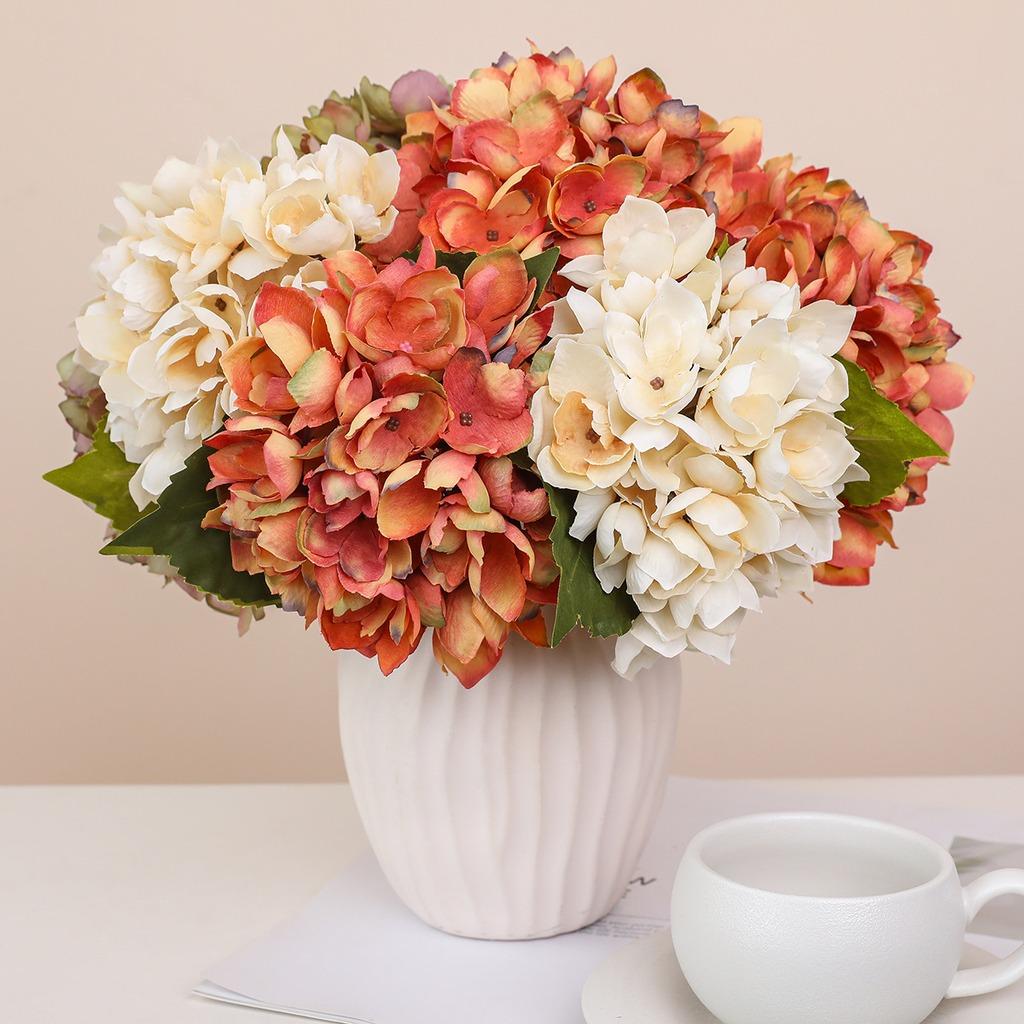 Artificial Hydrangea Retro Flower Branch 35cm Realistic Floral DIY Wedding Bouquet Room Home Table Decoration Photography Props