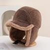 Casual Windproof Winter Hat Thickened Velvet Lining Faux Fur Hat Warm Earflaps Hat For Women