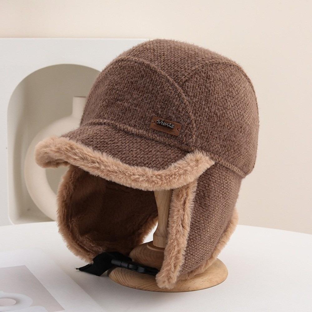 Casual Windproof Winter Hat Thickened Velvet Lining Faux Fur Hat Warm Earflaps Hat For Women
