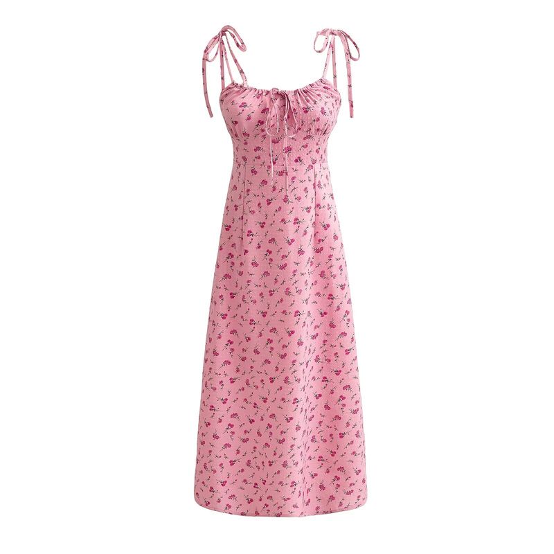 

Kaslead New Arrival Women s Clothing Fashion Style Fashion Pink Roses Floral Long Sling Dress Color L