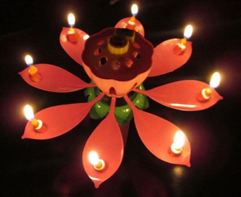 2pcs Musical Flower Music Candles Lotus Flower Candle Birthday Candles Romantic Gift