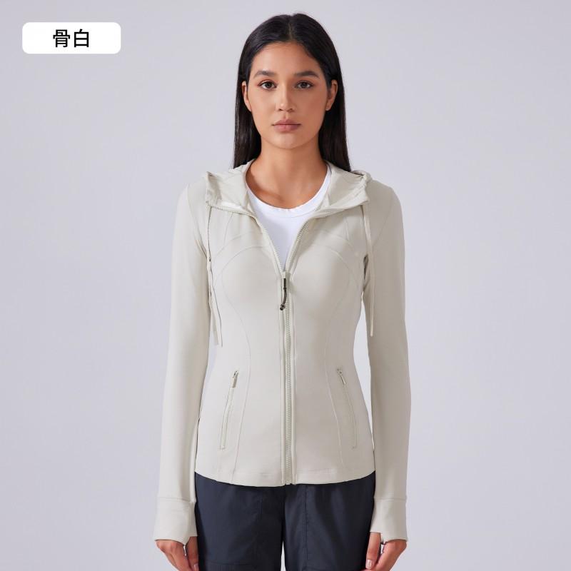 Womens Hooded Drawstring Fitness Jacket Slim Fit Running Gym Sportswear