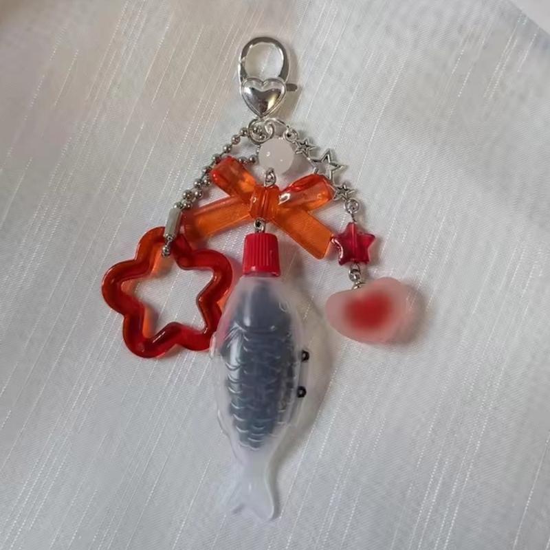 Retro Styles Fish Charm Keychain Sustainable Plastic Alloy Accessory for Bags Keys Backpacks Gifts