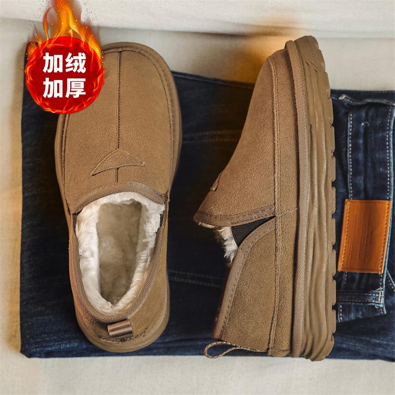 

Зимние меховые интегрированные низкие сноубутсы мужские однопедальные теплые бархатные утолщенные морозостойкие и ветрозащитные короткие ботинки 39 коричневый