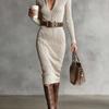 Fall and Winter European Style Slim Fit Maxi Dress