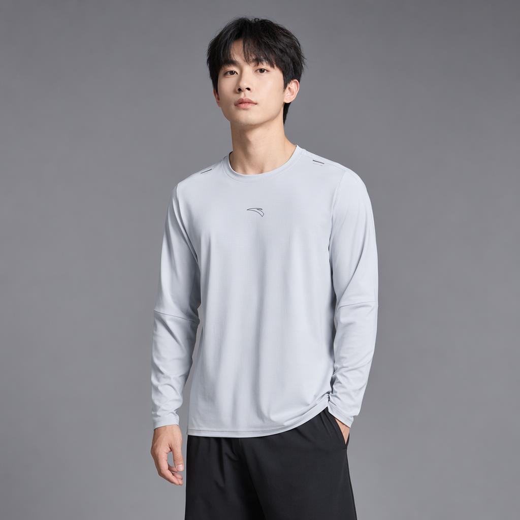 Anta Laufserie Feuchtigkeitsableitend Schnelltrocknend Langarm Strickshirt Frühjahr 2026 T-Shirt Herren Oberteile Frost-Turm-Grau 952615401-2
