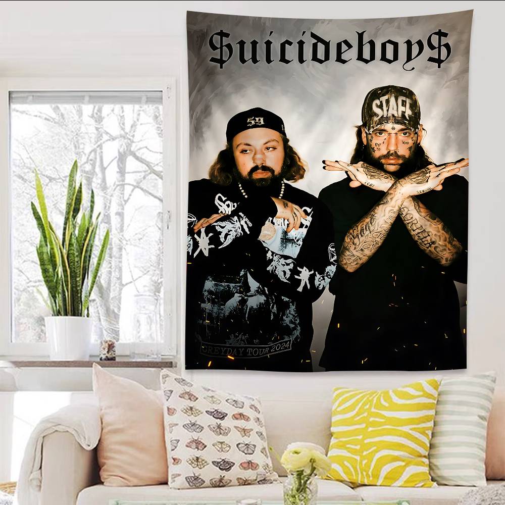 SSuicideboys G59 Cartoon Tapestry Art Science Fiction Room Home Decor Wall Hanging Home Decor