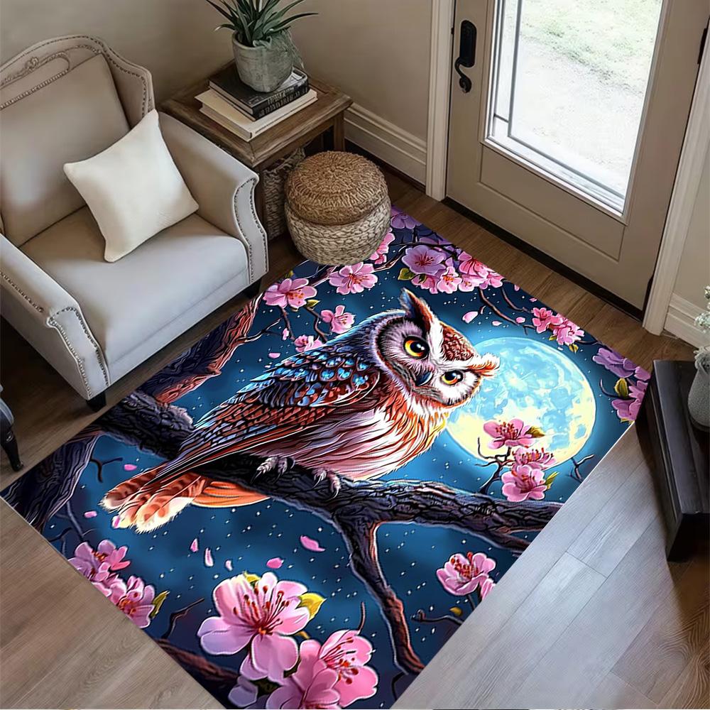 1pc Home Carpet wolf crescent moon non-slip design for bedroom living room office decor gift