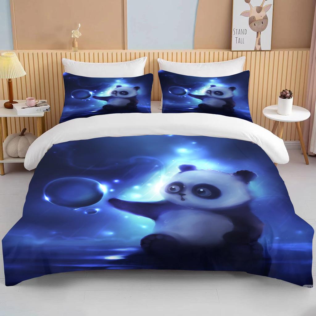 10 sizes CutePanda Bedding 3 Piece Set king size double bed bedding set microfiber or polyester duvet cover set  bedroom bed set