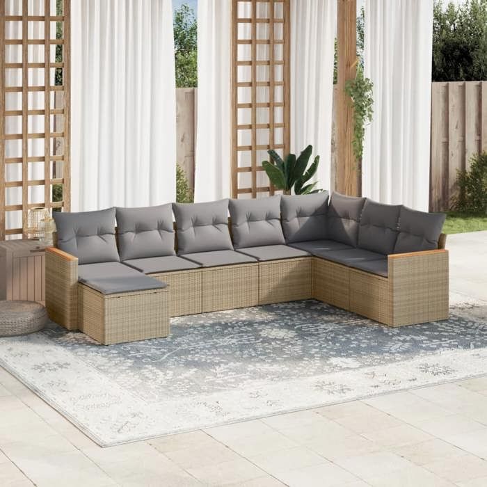 VidaXL Garden Lounge Set with Cushions 8 Pcs, Patio Sofas, Patio Furniture Set, Outdoor Furniture, Mix 3226248