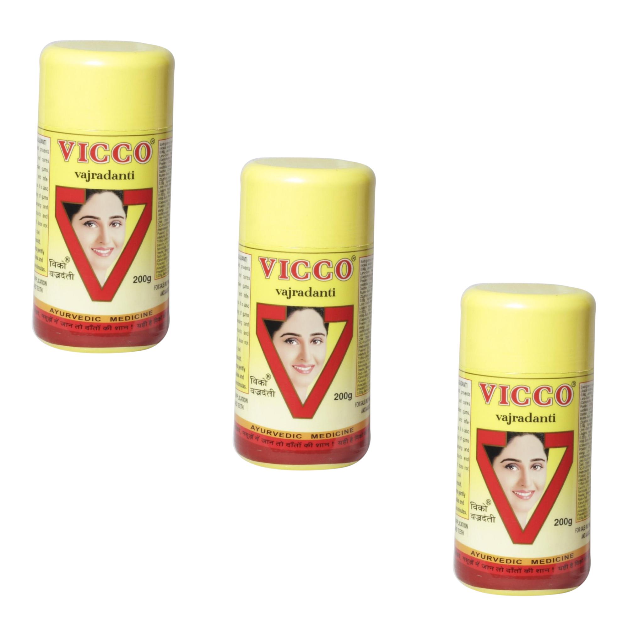 

Vicco Vajradanti Ayurvedic Tooth Powder for Strong Teeth and Healthy Gums 200g X Pack of 3