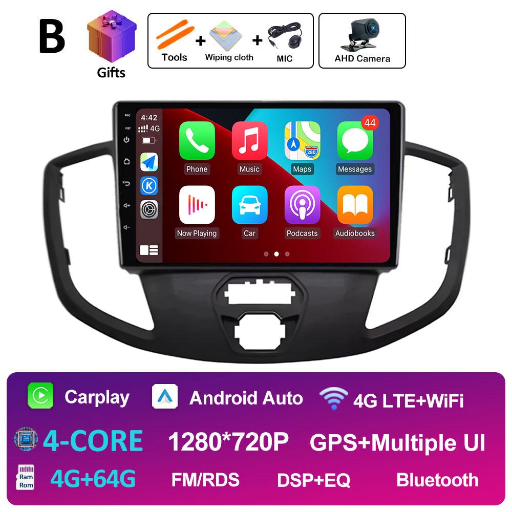 Android 14 Wireless Carplay For Ford Transit 2015 2016 2017 2018 Navigation GPS Cooling Fan Autoradio Car Multimedia Player WIFI