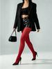 Solid Bright Red Matte Semi-Sheer Tights High Waist Soft Elegant Office Party Pantyhose All Seasons