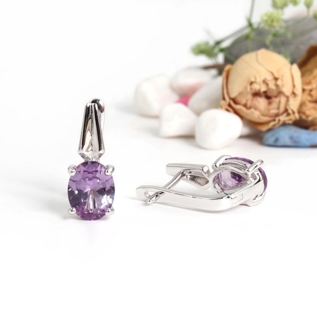 925 Sterling Silver Earrings Created Oval 7*9mm Color Change Alexander Nano Luxury Fine Jewelry for Women Valentines and Daily