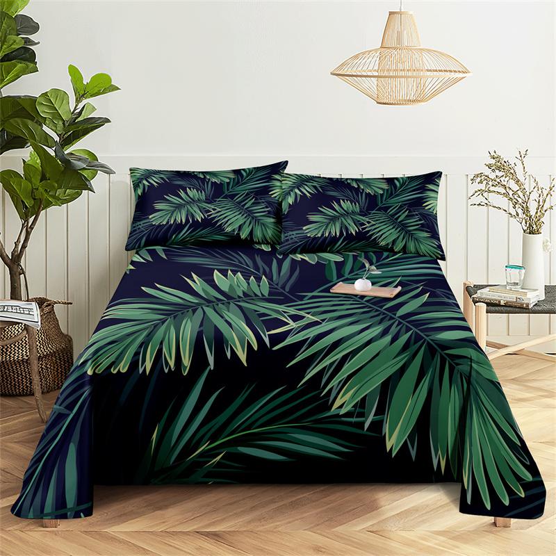 

Green Leaf Digital Printed Polyester Bed Sheet with Pillowcase Home Comfort Printed Bedding Set Bed Sheet Large Bed Sheet 150X230cm(2Pcs)