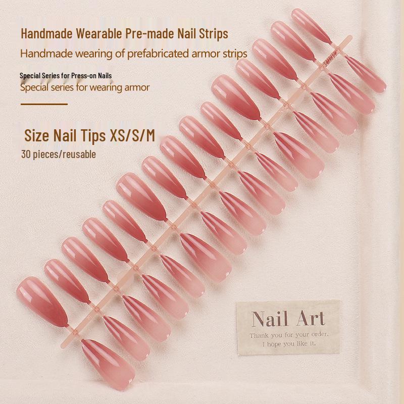 

High-End Cat Eye Gradient Long Pointed Fake Nails - Popular Xiaohongshu Nail Art Pieces Glue Type