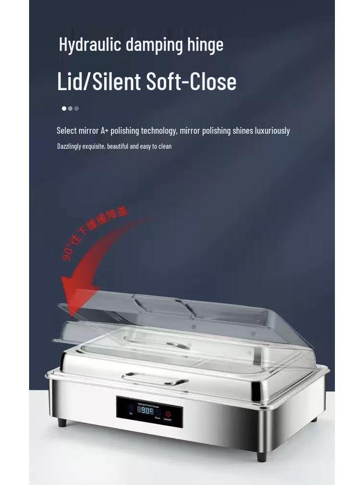 Stainless Steel Electric Buffet Chafing Dish - Smart Self-Service Warmer with Transparent Insulation for Hotel Breakfasts