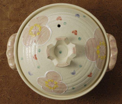 Banko-Ware Steinguttopf (Tiefer Topf) Nein. 8, Portionen für 3-4, Rosa Blumenmuster, 13696