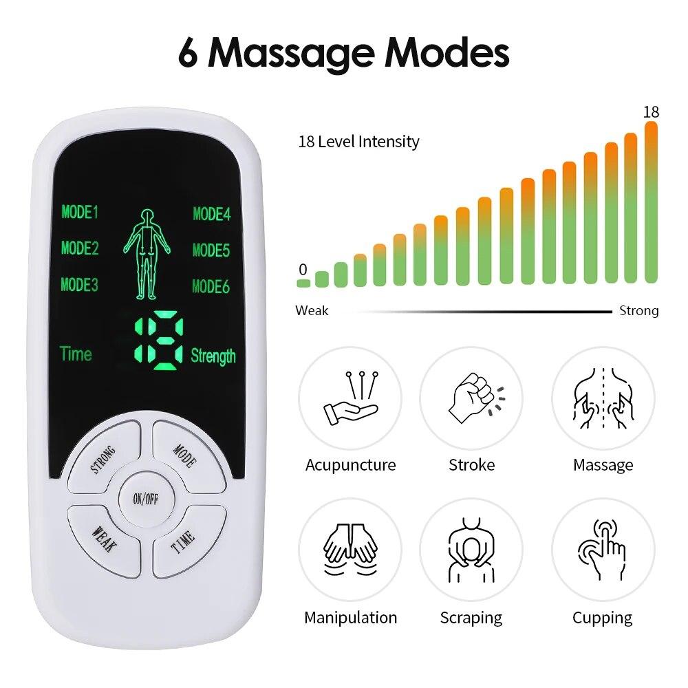 Elektrischer Muskelstimulator mit Akupunktur, Gesichts- und Körpermassagegerät, digitale Therapiemaschine, Pulsschmerzlinderung, Fitness, Gesundheitspflege