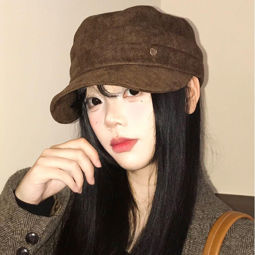 Chamois Flat Cap Korean Style Retro Painter Hat Fashion Suede Equestrian Hat Ladies