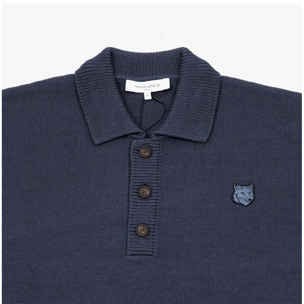 MaiSon KitSune Bold Fox Head Patch Polo Men S Knit Om00202kt1099