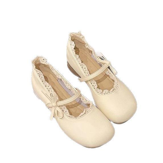 Lolita Japanese jk cute bow round head small leather shoes autumn new with skirt Mary Jane shoes