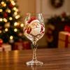 Christmas Wine Glasses Set of 6 Santa Snowman Reindeer Holiday Goblet Gift