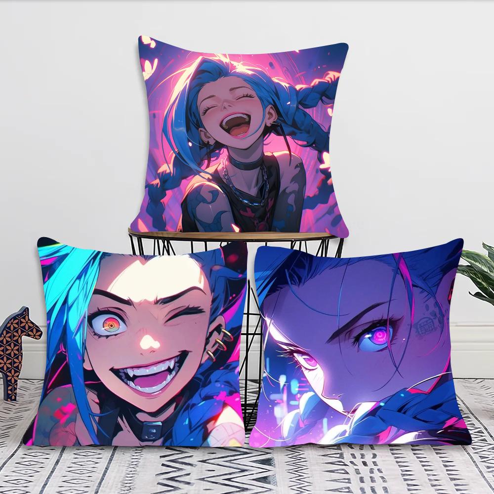 J-Jinx Animated Game Character Pillow Case Square Pillow Bedroom Sofa Leisure Comfort Cushion Car Living Room Home Decoration