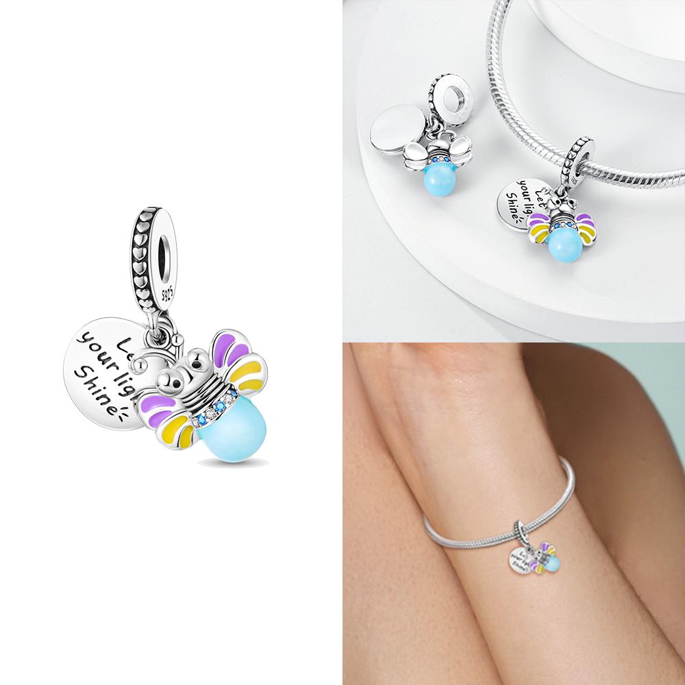 Koper Goud Gloei in het Donker Vuurvliegje Hanger Past op Armband Vrouwen Doe-het-zelf Hanger Voor Sieraden Maken Cadeaus