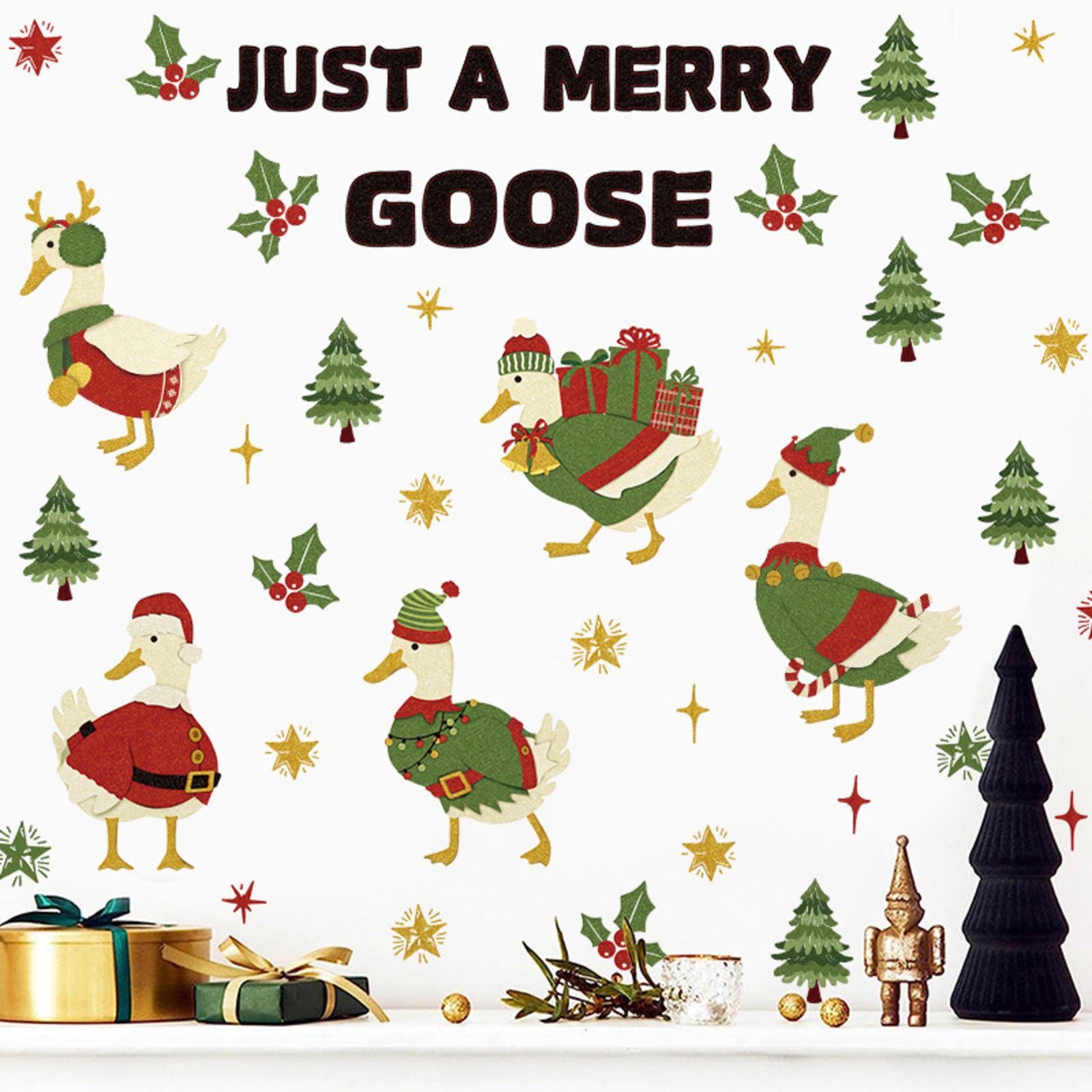 

Рождественские наклейки на стену Рождественские милые животные Наклейки на стену для детской комнаты Ovc Самоклеящиеся Рождественская елка Атмосфера Декоративные наклейки на окна One Size