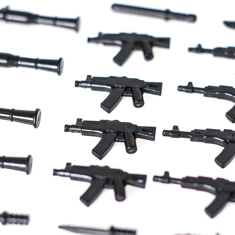 BrickBounty 106 Pcs Weapons - Machine Gun Rifle, Compatible with Major Brand Guns, Minifigure Add On -military Base Toys Soldier Police, World War Ii