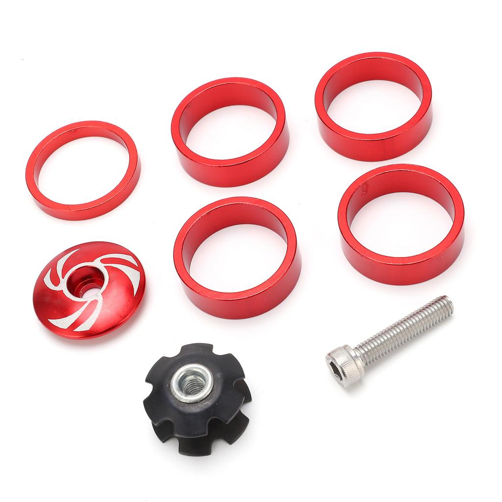 Sykkel Styrelager Gaffel Topplokk og Stjernemutter med Aluminium Skruesett for Fixed Cog 5410T SettRød