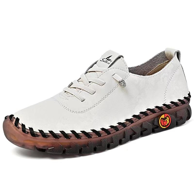 Fashion New designer oxford shoes split leather woman lug sole anti skid flats lace up slip on shoes 43 44 women's orthopedic moccasins