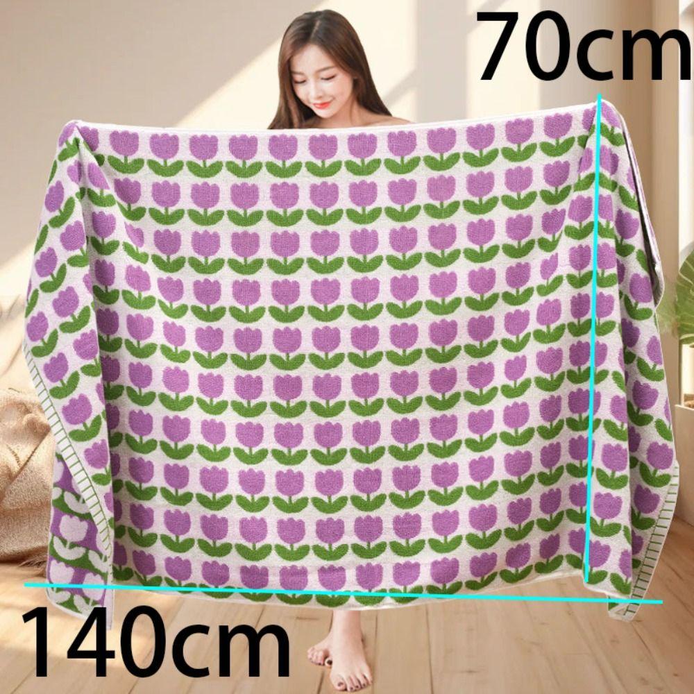 Thickened Cotton Face Towel 70x140cm Couple Shower Towel Tulip Large Bath Towel  Couple