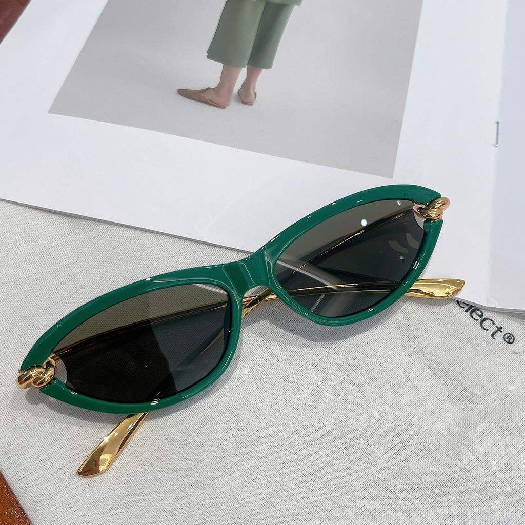 Old money wind European and American fashion cat eye small frame sunglasses b home rope knot metal leg sunglasses women's advanced sense INS