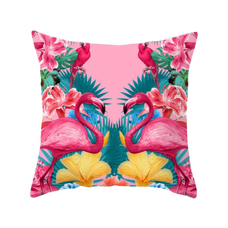 Creative Cartoon Peach-skin Flamingo Pillow Home Soft Decoration Sofa Pillow Pillow Case Soft