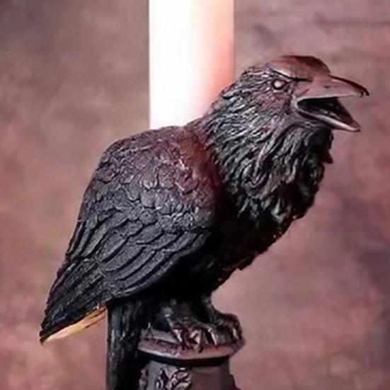 Gothic Style Night Elf Candlestick Ornament Bat Wolf Crow Owl Shape Resin Fireplace Candle Accent Hotel Room Decor