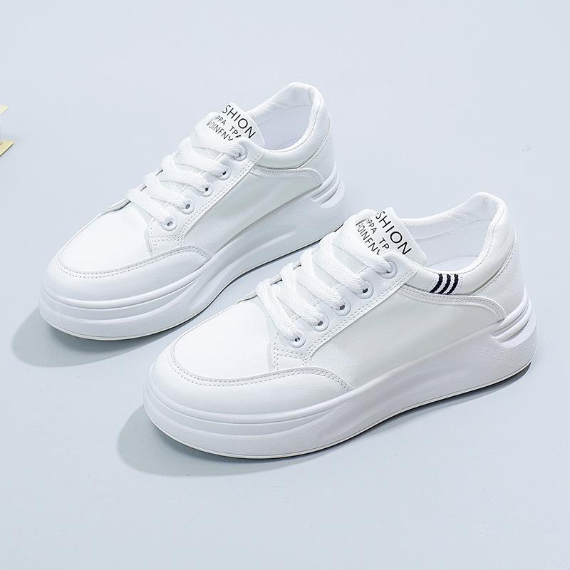 Women's Shoes 2025 New Spring and Autumn Thick-soled Leather Muffin Small Man Versatile Casual Versatile Muffin Small White Shoes Women