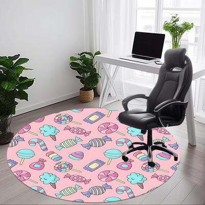 1pc Candy Pattern Chair Carpet for Office Non Slip, Machine Washable Rug for Office, Room Holiday Decor for Christmas, Birthday Polyester
