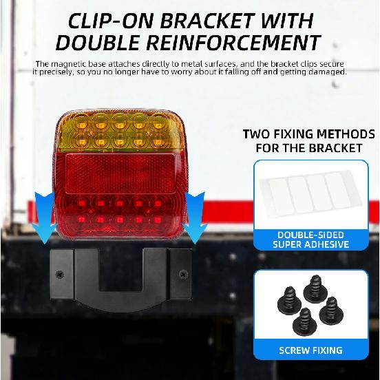 Magnetic Erou/US Wired/Wireless Trailer Signal Warning Brake Lamp High Lumens Truck Tail Light For Caravan RV Camper Lorry Truck