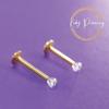 KODY PIERCING Labret Gold eloxierter Kristall, Set in Bioflex-Stab 10 mm
