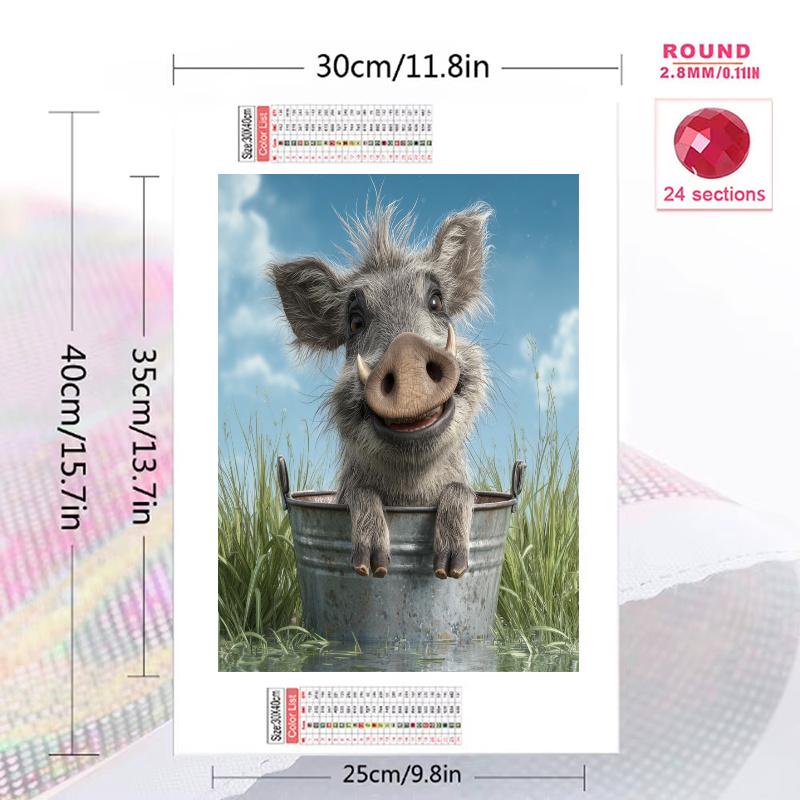 Warthog and plants Pattern  3pcs 100% Round Full Drill 5D DIY Diamond Painting Embroidery Cross Stitch Rhinestone Décor