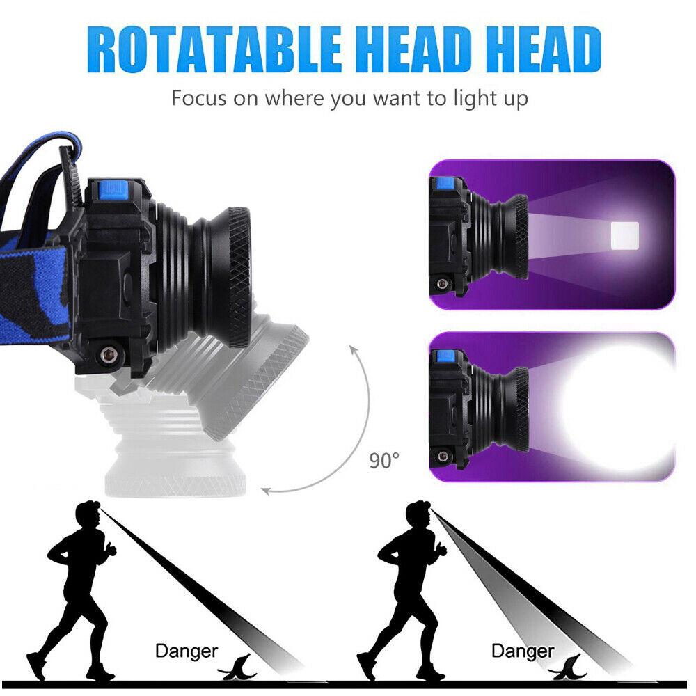 395nm UV Headlamp Ultraviolet Zoomable Headlight USB Rechargeable Purple Torch Catch Scorption Hunting Light Pet Urine Detector