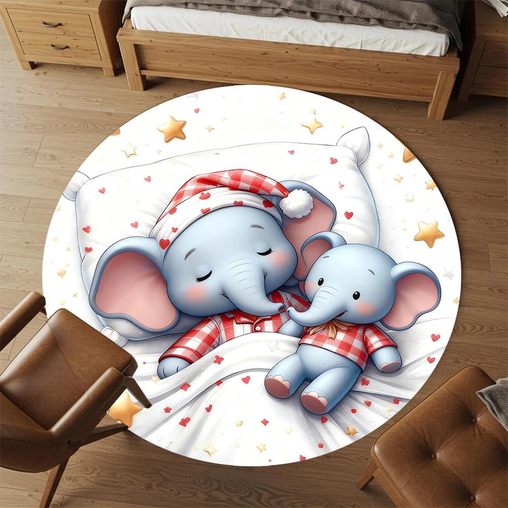 1pc elephant pajamas Round Chair mat Area Rug - Non-Slip, Floor Mat for Office, Bedroom, and Indoor Decor c1118248