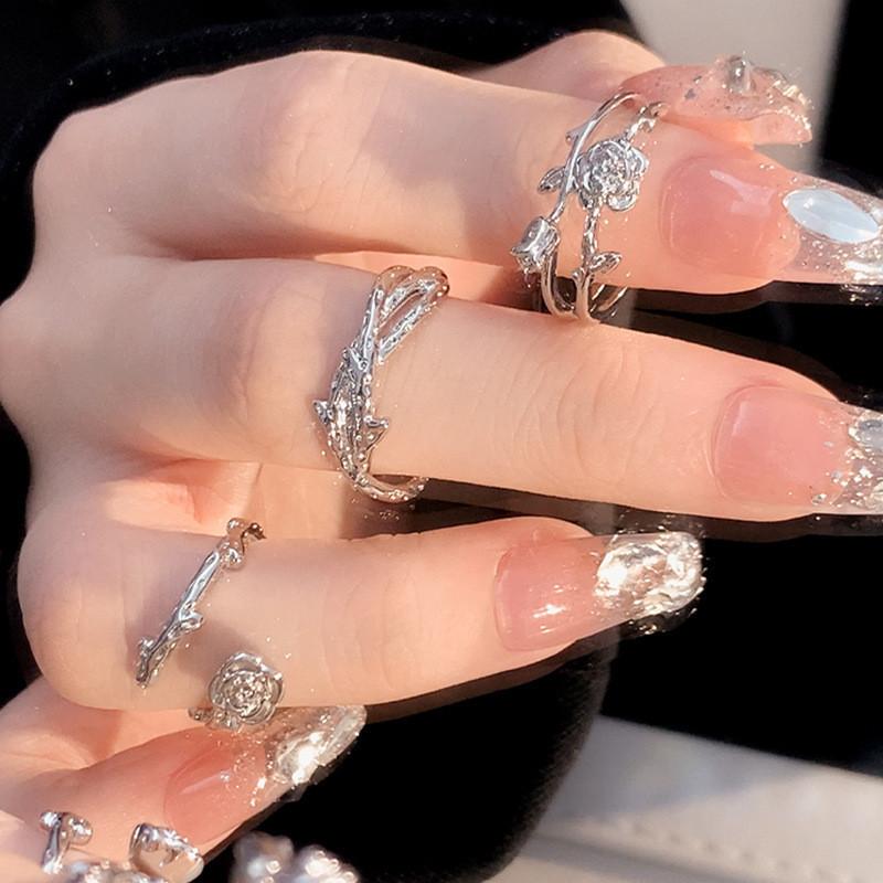 Elegant Copper Geometric Design Adjustable Open Ring For Women Couples Fashion