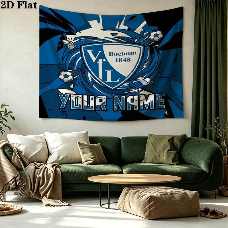 Custom Name VfL Bochum Printed Tapestry – Wall Hanging for Bedrooms, Dorms, and Home Decor